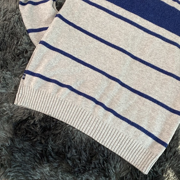 Nautica grey and navy horizontal striped turtleneck sweater - Picture 10 of 17